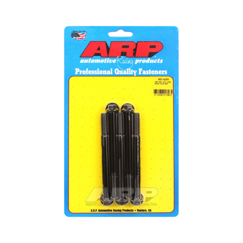 Șuruburi și piulițe universale ARP cu cap mic 3/8-16 – Hexagonale cu finisaj negru oxidat, set de 5 bucăți - ARP-652-4250 - 652-4250 - 3666618194776